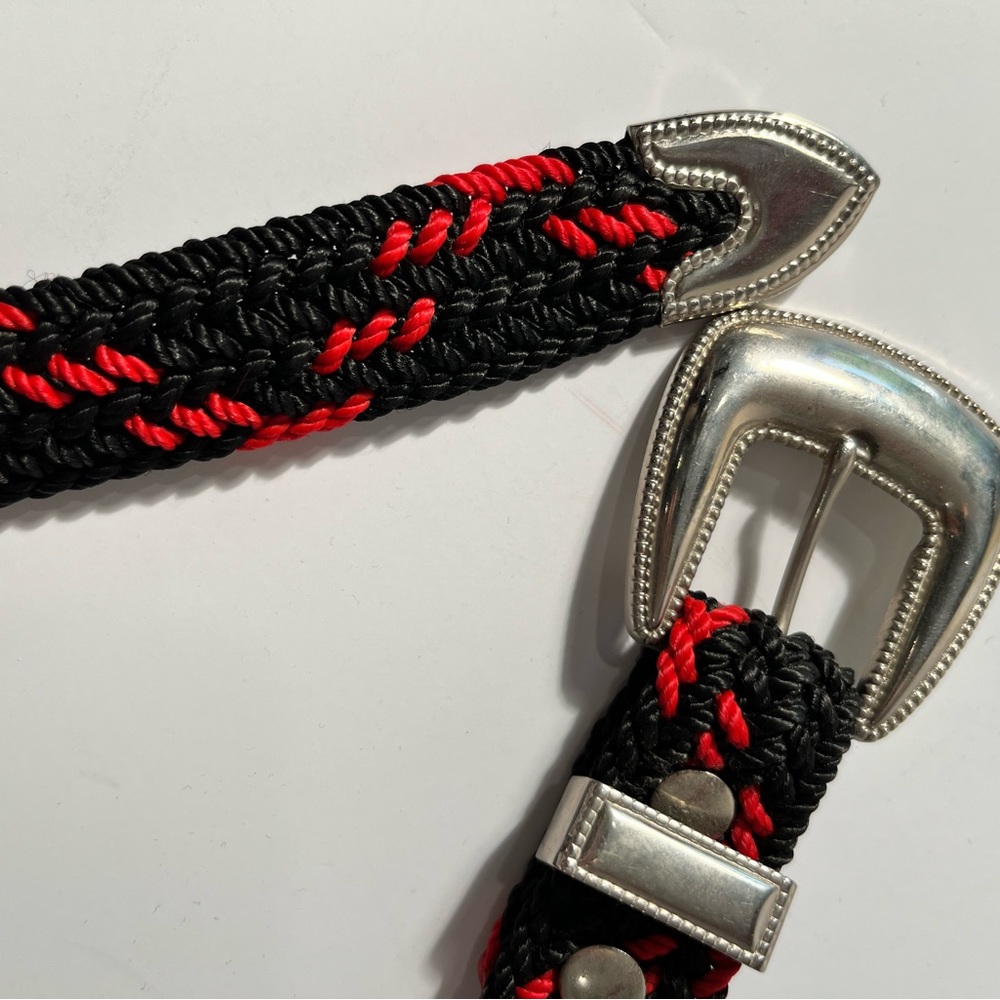 Black and red woven cowboy belt 36”